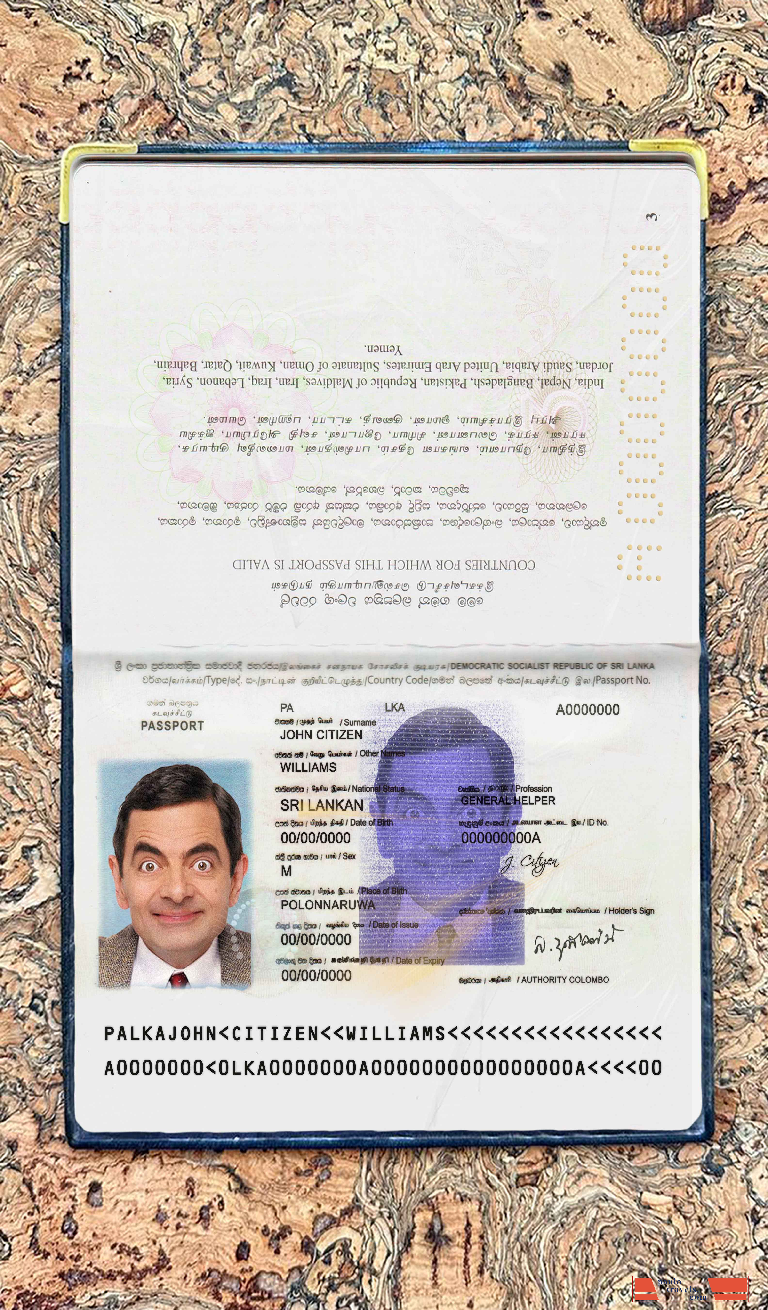 Sri Lanka passport photo look PSD template